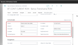 Sistem-ERP-Business-Central-Fisa-cont-bancar-Tab-Comunicatie-