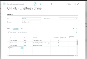 Dynamics-Business-Central-Definire-fisa-cod-cumparare-standard