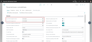 Dynamics Business Central - Parametrizare Contabilitate - perioadă înregistrare