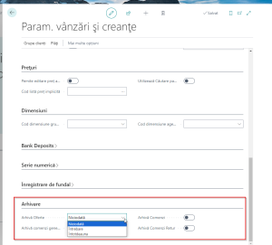 Dynamics-Business-Central-Parametrizare-arhivare-automata-oferte-si-comenzi-vanzare
