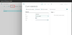 Dynamics Business Central - Definire Conturi Statistic - Angajați