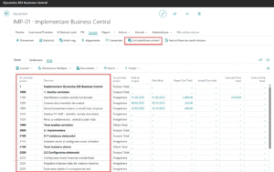 Dynamics Business Central - Fișă Proiect - Nre Activitate Proiect