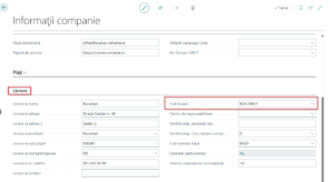 Dynamics Business Central - Informații companie - Setare locație implicită