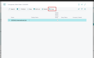 Dynamics Business Central - Companies List - Copy Button