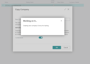 Dynamics Business Central - Company creation work in progress