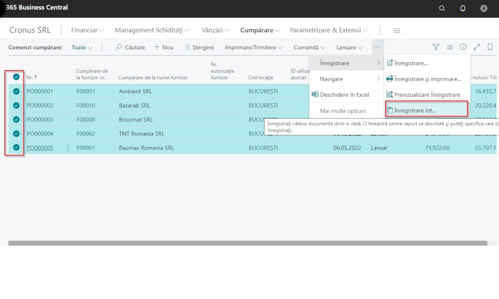 Dynamics-Business-Central-Optiune-inregistrare-lot - Elian Solutions