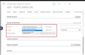 Business-Central-Comanda-vanzare-Selectare-adresa-livrare