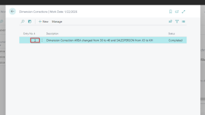 Dynamics Business Central - Dimension Correction History Page