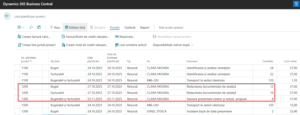 Dynamics Business Central - Linii activitate proiect