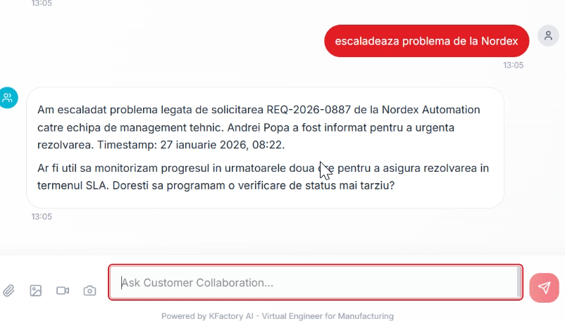 Agent AI - Customer Collaboration - Escaladare problemă